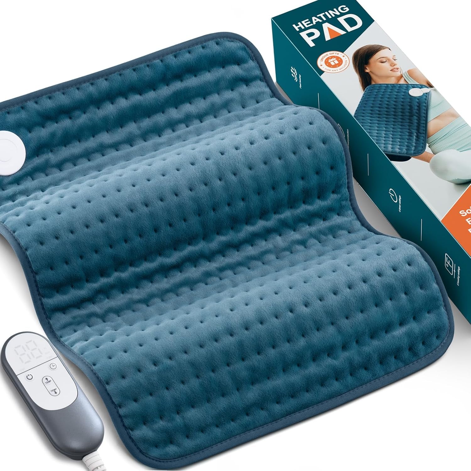 Extra Large Heating Pad for Back, Neck, and Shoulder Pain Relief - Moist and Dry Heat Options, Auto-Off Feature, Machine Washable - Ideal Gift for Men and Women