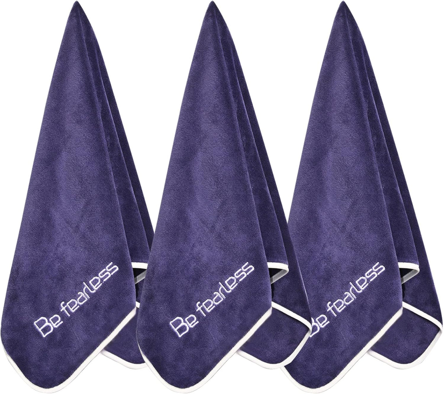 Premium Microfiber Gym Towels - Extra Large, Ultra Soft, Quick-Drying (3 Pack: Grey, Blue, Purple) - 380 GSM, 15" x 31" - Ideal for Fitness and Sports Activities