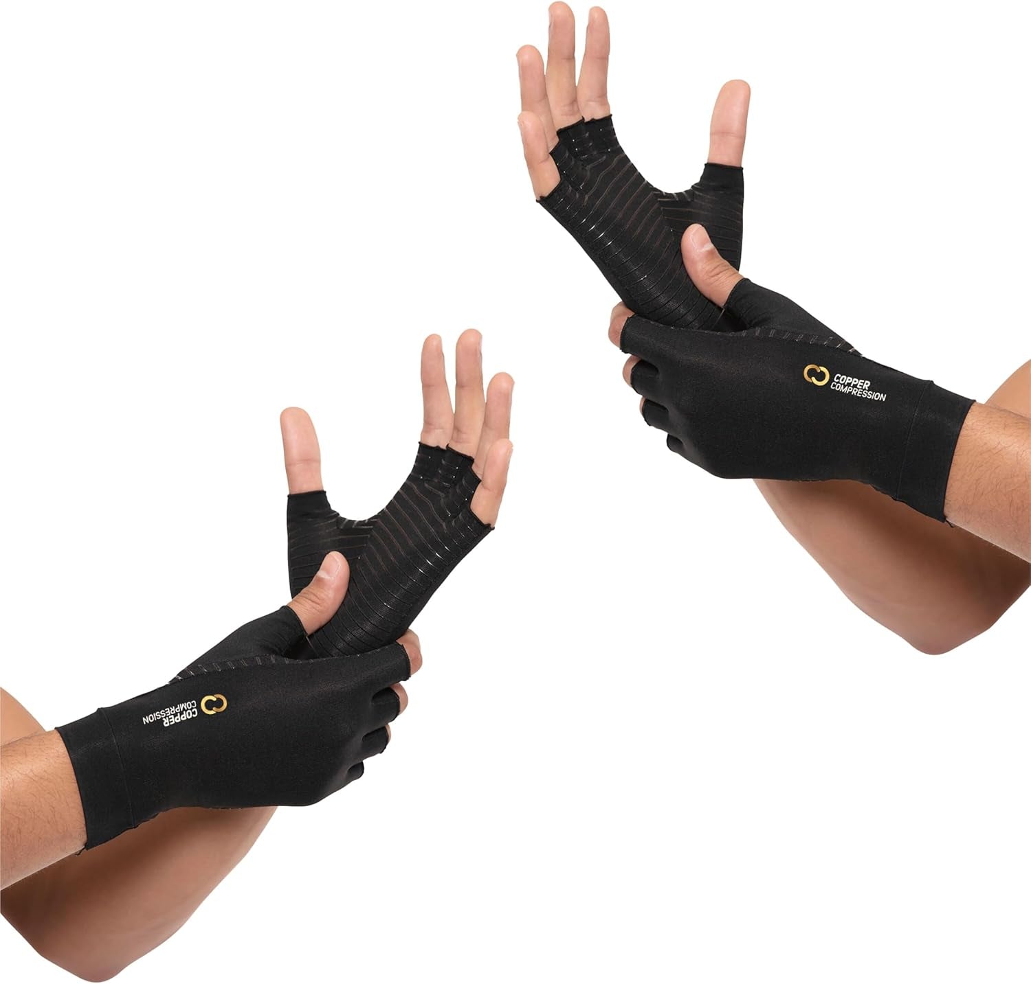 Copper Compression Arthritis Gloves - Fingerless Pain Relief Support for Carpal Tunnel, Rheumatoid Arthritis, Tendonitis, and Swelling (Men & Women, Size M)