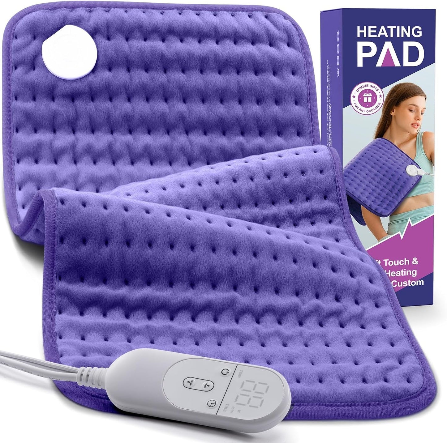 Extra Large Heating Pad for Back, Neck, and Shoulder Pain Relief - Moist and Dry Heat Options, Auto-Off Feature, Machine Washable - Ideal Gift for Men and Women