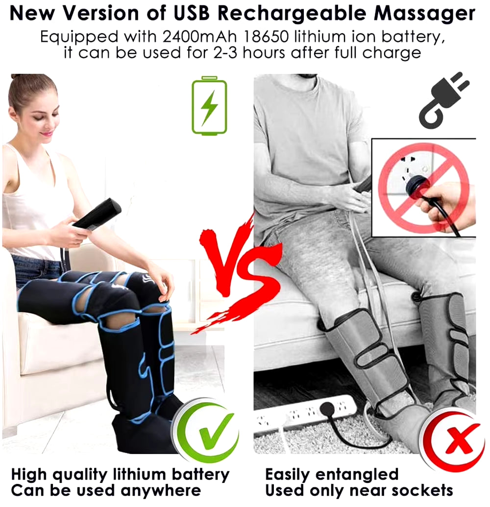 Electric Leg Muscle Relaxer 6 Modes Air Compression Recovery Boot Relieve Foot Fatigue Heating Leg Massager