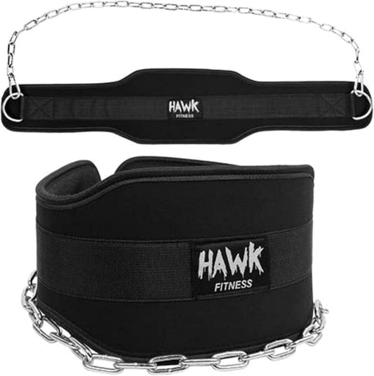 Hawk Sports Padded Dip Belt with Steel Chain and Carabiners for Bodyweight Exercises, Supports Up to 300 lbs of Weights