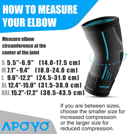 APOYO Elbow Brace for Tendonitis and Tennis Elbow - Compression Sleeve for Arthritis Relief and Joint Pain Reduction during Fitness Activities (Large)