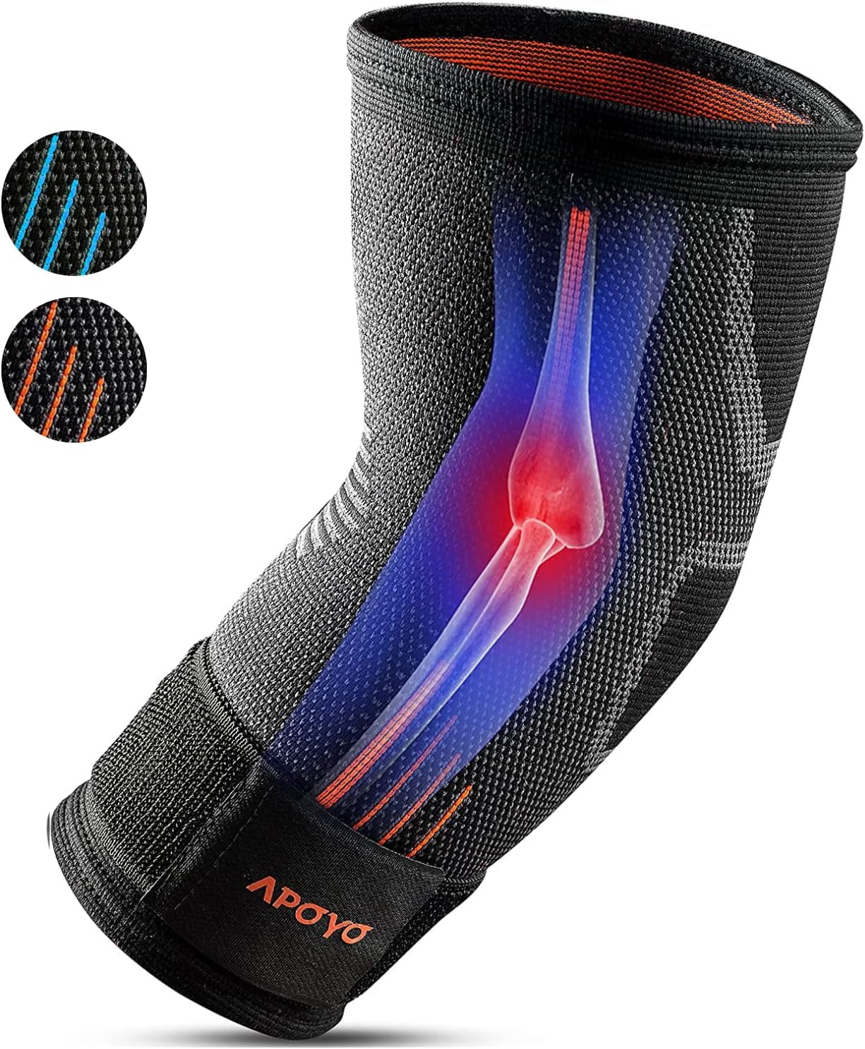 APOYO Elbow Brace for Tendonitis and Tennis Elbow - Compression Sleeve for Arthritis Relief and Joint Pain Reduction during Fitness Activities (Large)