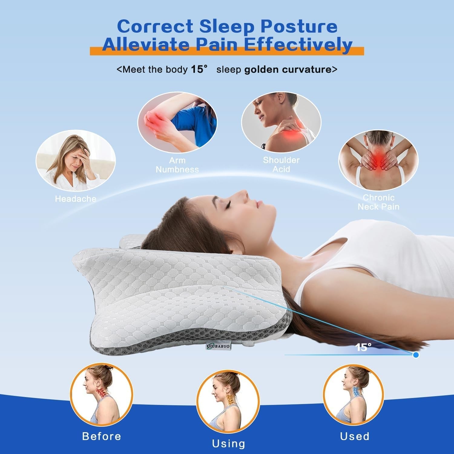 Ergonomic Memory Foam Neck Support Pillow - Adjustable Height, Odorless Contour Design for Optimal Comfort - Orthopedic Pillow for Side, Back, and Stomach Sleepers