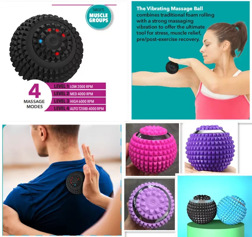 Electric Massage Ball Vibrating Sport Fitness Foot Pain Relief Plantar Faciities Reliever Gym Home Training Yoga Massager Ball