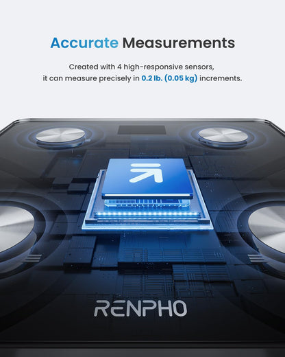 RENPHO Smart Body Composition Scale with Bluetooth Connectivity, BMI and Body Fat Monitoring, FSA HSA Eligible, 400 Lbs Capacity, Compatible with Smartphone App - Model Elis 1