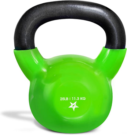 Yes4All Vinyl Coated Cast Iron Kettlebells (5-65 lbs) for Strength Training and Full Body Workouts