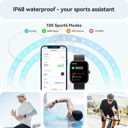 Advanced Fitness Tracker Smart Watch with Alexa Integration, 1.91" Display, Heart Rate, Blood Oxygen, and Sleep Monitoring, Step Counter, 100 Sports Modes, IP68 Waterproof for iOS and Android