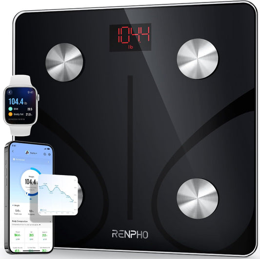 RENPHO Smart Body Composition Scale with Bluetooth Connectivity, BMI and Body Fat Monitoring, FSA HSA Eligible, 400 Lbs Capacity, Compatible with Smartphone App - Model Elis 1