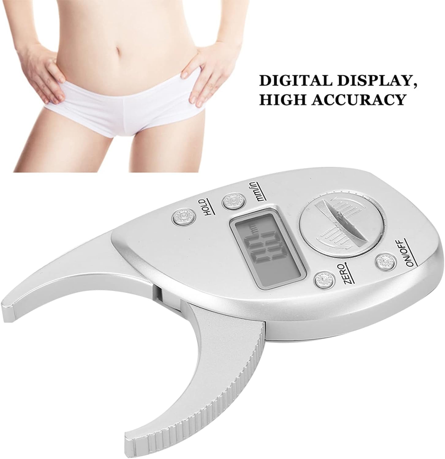 Portable Digital Body Fat Caliper with LCD Display - Handheld Skin Fat Measurement Tool for Home Use