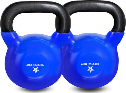 Yes4All Vinyl Coated Cast Iron Kettlebells (5-65 lbs) for Strength Training and Full Body Workouts