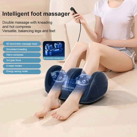 Super Big Electric Foot Leg Massager Deep Tissue Shiatsu Kneading Relax Heated Roller Calf Relieve Stress Care Foot Machine Tool